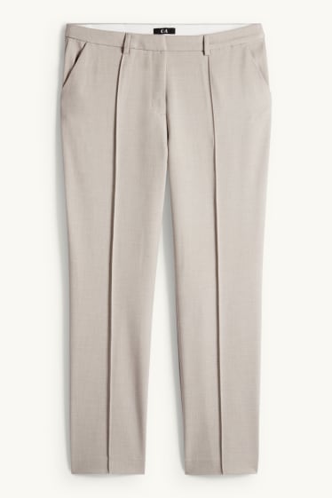 Femei - Pantaloni de stofă - talie medie - tapered fit - bej deschis