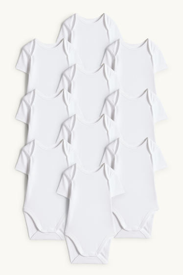 Unisexe - Lot de 10 - bodys bébé - blanc