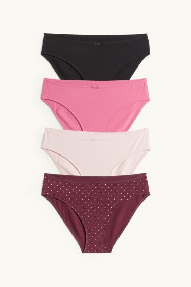 Donna - Confezione da 4 - slip - rosso scuro