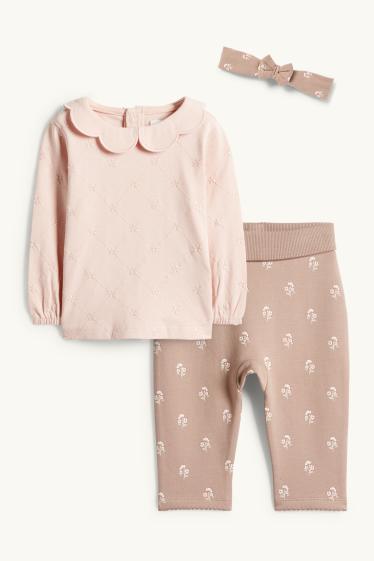 Baby Mädchen - Blümchen - Baby-Outfit - 3 teilig - rosa