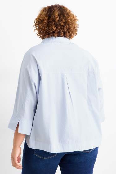 Dames - Blouse met V-hals - lichtblauw