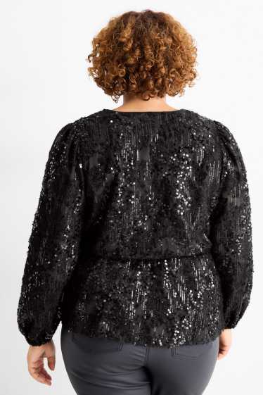 Femmes - Chemisier en sequins de gaze - noir