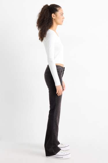 Damen - Bootcut Jeans - Low Waist - dunkeljeansgrau