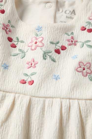 Baby Mädchen - Blümchen - Baby-Langarmshirt - strukturiert - cremeweiß