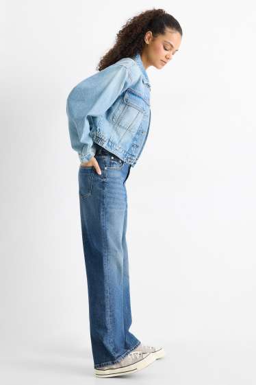 Women - Baggy jeans - mid-rise waist - blue denim