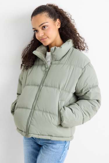 Women - Quilted jacket - light green