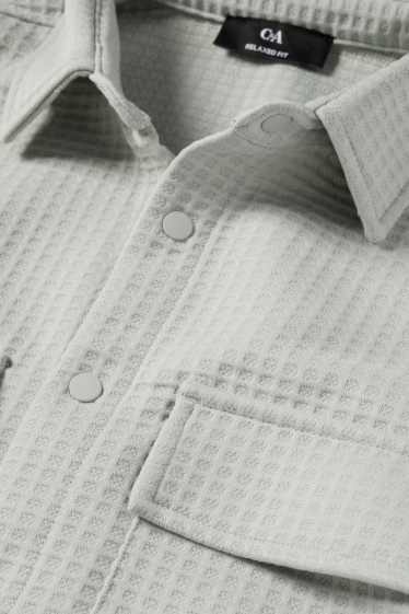 Pánské - Košile - relaxed fit - kent - strukturovaná - mátově zelená