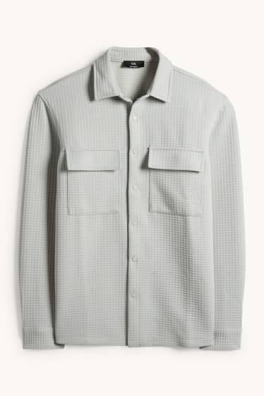 Pánské - Košile - relaxed fit - kent - strukturovaná - mátově zelená