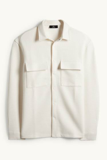 Hombre - Camisa - relaxed fit - Kent - con textura - blanco roto