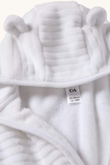 Baby: meisjes - Babybadjas met capuchon - geribd - wit