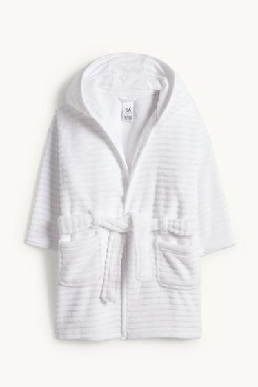 Baby: meisjes - Babybadjas met capuchon - geribd - wit