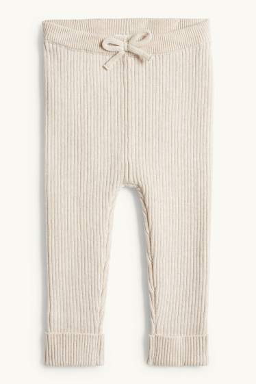 Bébés filles - Leggings en maille pour bébé - finition côtelée - beige clair