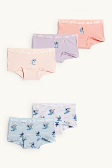 Enfants filles - Lot de 5 - Lilo et Stitch - caleçons - rose