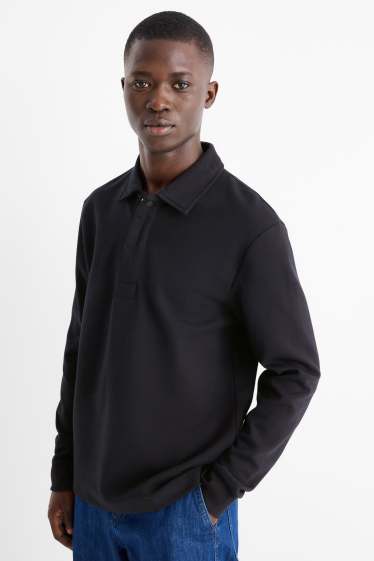 Hommes - Polo à manches longues - regular fit - noir