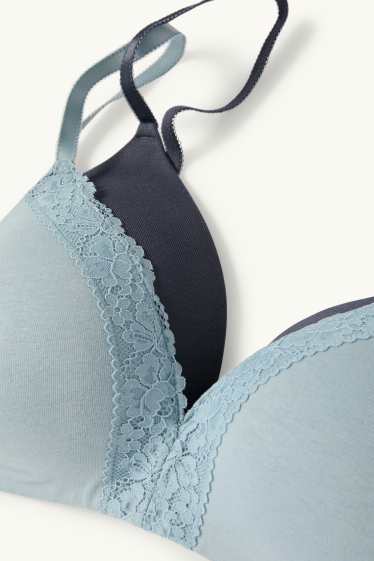 Femmes - Lot de 2 - soutiens-gorge sans armatures - ampliforme - bleu  / turquoise