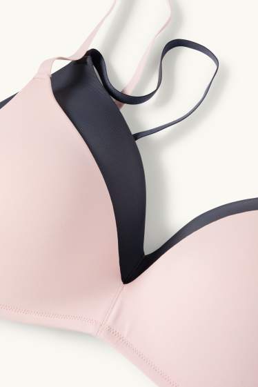 Dames - Set van 2 - BH zonder beugels - voorgevormd - roze / blauw