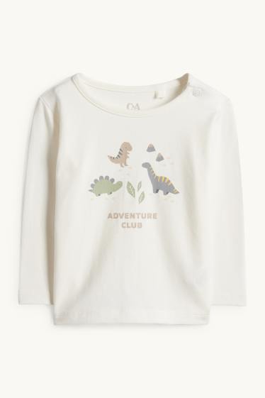 Neonati - Motivo dinosauro - completo per neonati - 3 pezzi - bianco crema