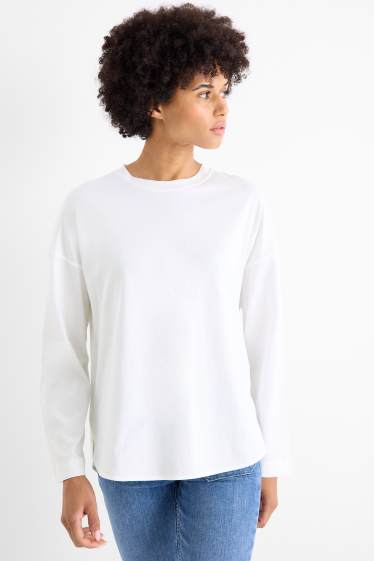 Women - Long sleeve top - relaxed fit - white