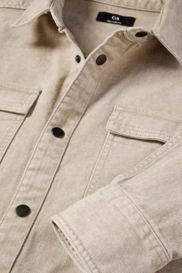 Uomo - Camicia di jeans - relaxed fit - collo all'italiana - beige chiaro