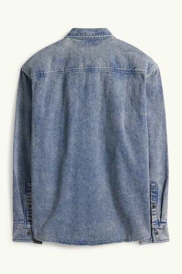 Bărbați - Cămașă din denim - relaxed fit - guler Kent - denim-albastru