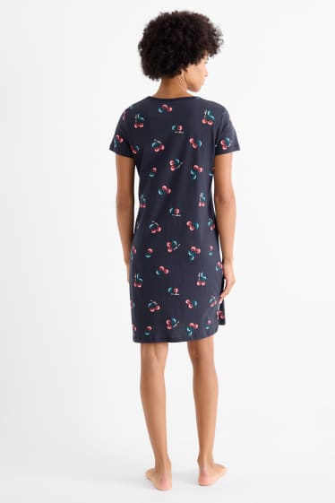 Damen - Nachthemd - gemustert - dunkelblau