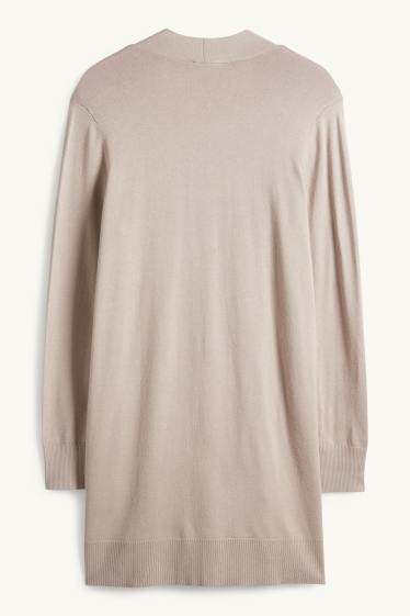 Damen - Lange Strickjacke - beige