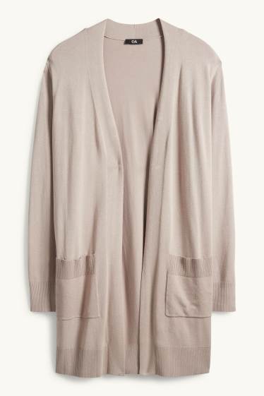 Damen - Lange Strickjacke - beige