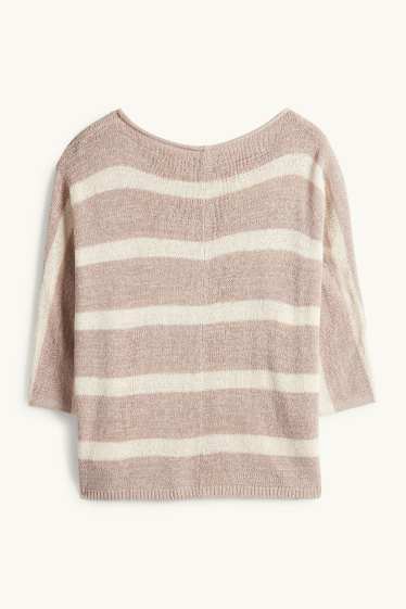 Dames - Trui - gestreept - beige