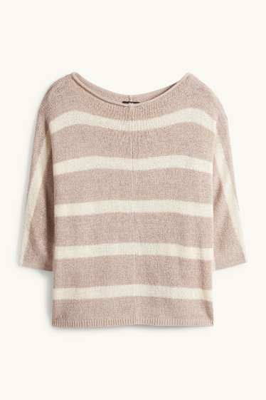 Dames - Trui - gestreept - beige