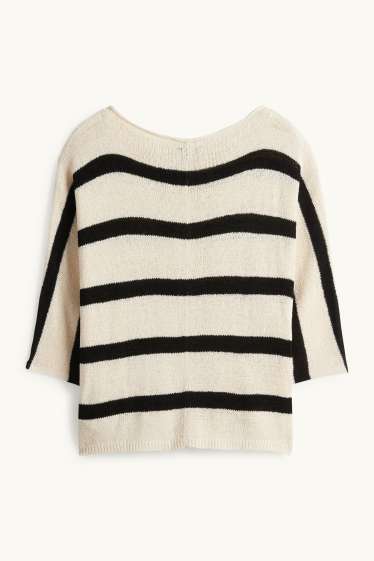 Femei - Pulover - cu dungi - bej deschis