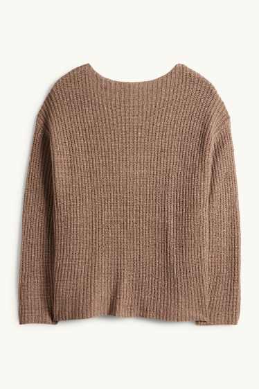 Femmes - Pull - finition côtelée - marron clair