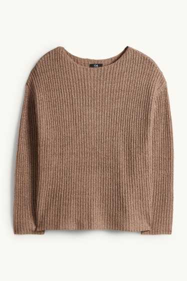 Femmes - Pull - finition côtelée - marron clair