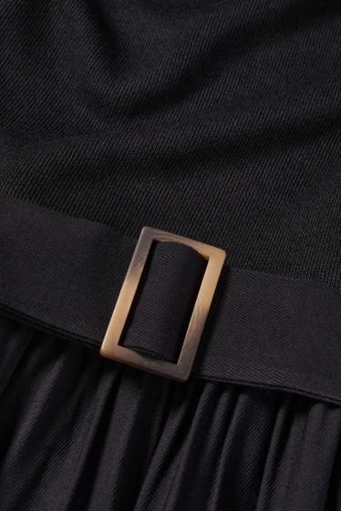 Dames - Fit & flare-jurk met ceintuur - zwart