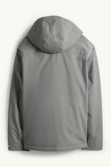 Herren - Regenjacke mit Kapuze - gefüttert - wasserdicht - grün