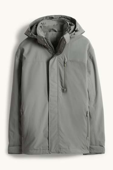 Herren - Regenjacke mit Kapuze - gefüttert - wasserdicht - grün