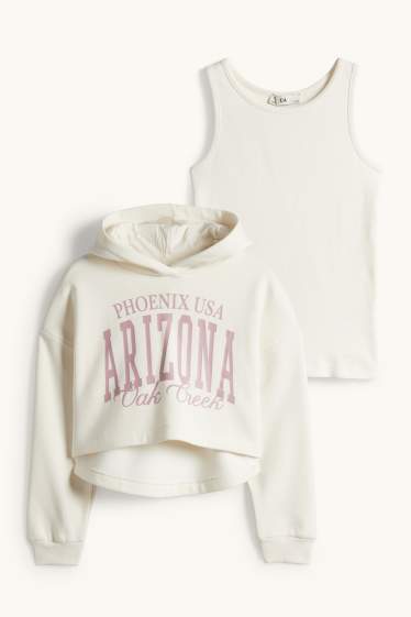 Enfants filles - Arizona - ensemble - sweat à capuche et top - 2 pièces - blanc crème