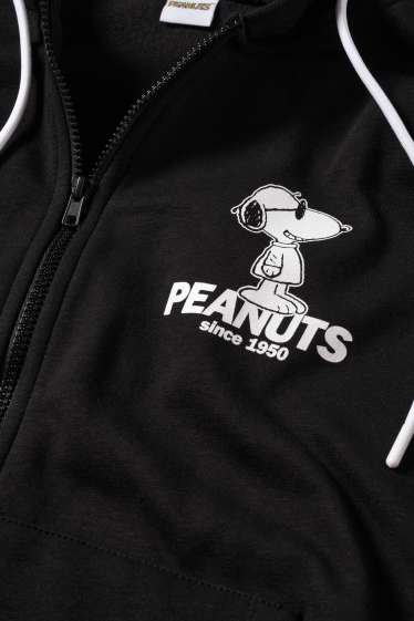 Hommes - Sweat zippé Oversize à capuche - Peanuts - noir