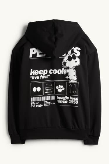Hommes - Sweat zippé Oversize à capuche - Peanuts - noir