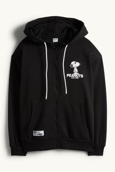 Hommes - Sweat zippé Oversize à capuche - Peanuts - noir