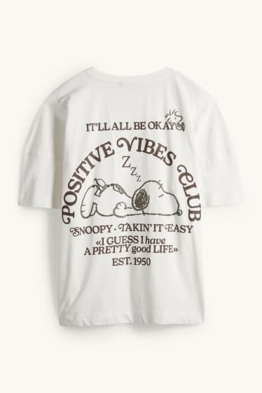 Damen - T-Shirt - Regular Fit - Glanz-Effekt - Peanuts - weiss