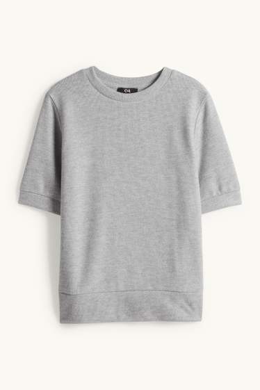 Donna - T-shirt - regular fit - a coste - grigio chiaro