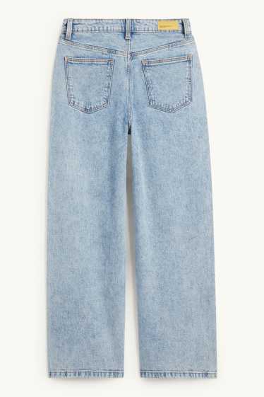 Copii - Fete - Stea - wide leg jeans cu ștrasuri - denim-albastru deschis