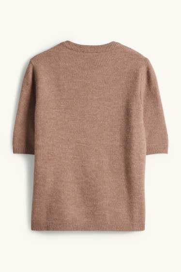 Mujer - Jersey de punto - manga corta - marrón claro