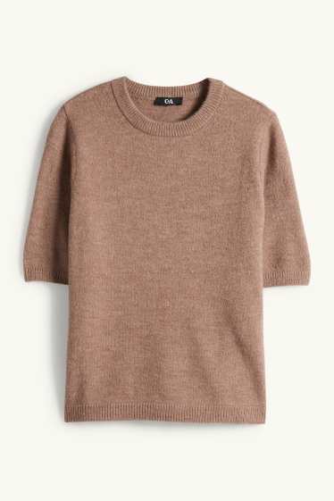 Mujer - Jersey de punto - manga corta - marrón claro