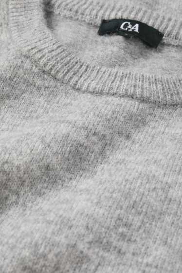 Kobiety - Sweter z dzianiny - z krótkim rękawem - szary-melanż