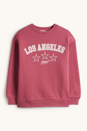 Children Girls - Los Angeles - sweatshirt with rhinestones - dark rose