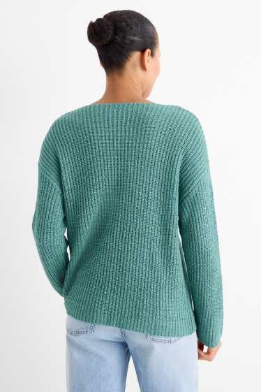 Femmes - Pull - finition côtelée - vert