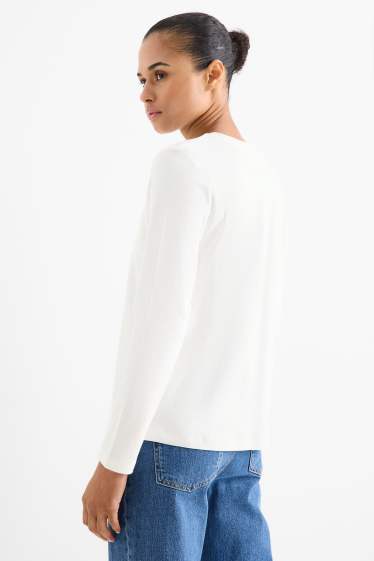 Femmes - Haut à manches longues - regular fit - blanc