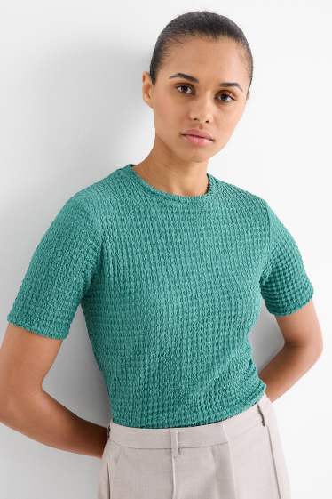 Femei - Tricou - regular fit - structurat - verde