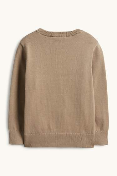 Děti - chlapci - Stavební stroje - svetr - taupe
